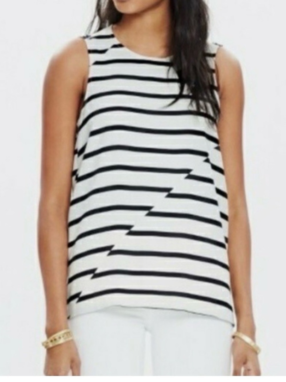 Madewell Black & White Striped Crewneck Tank